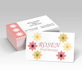 Floral boutique business cards in premium printed stock