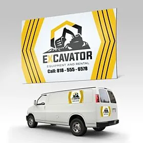 Custom business advertising magnet displayed above a service van